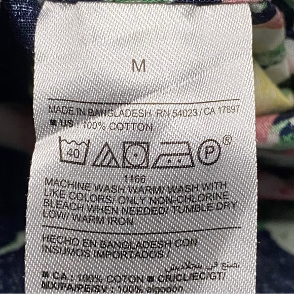 Old Navy Everyday Shirt Men Medium Navy Floral Regular Fit Cotton Short Sleeve - Picture 3 of 9